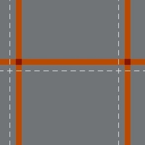 Stitched Plaid - Grey and Orange