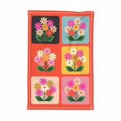 Florist Tea Towel & Wall Hanging (Red) || retro plastic flower bouquets