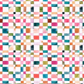 Modern geometric check Watercolor Summer picnic Gingham Checkered Small