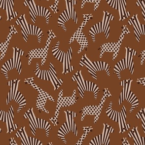 Geometric print zebras and giraffes_earth tones boho safari.