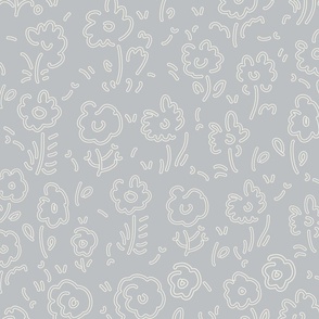 Daisies Doodle on Pale Blue Large