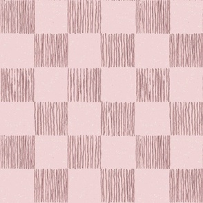 Hand-Drawn Textural Checks (Large) - Muted Vintage Red 