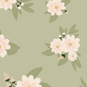 Daisy Mae Creme Pink on Light Green _Standard Scale 