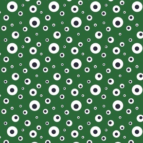 Cartoon Monster Tossed Eyeballs- dark green -children & kids party fabric