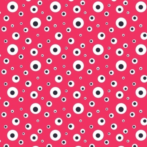 Cartoon Monster Tossed Eyeballs - pink - children & kids party fabric