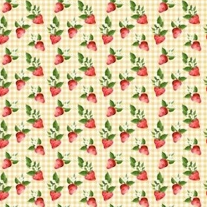 1.5" Strawberries in Yellow Gingham