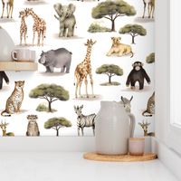 Safari Animals  for Baby Kids Nursery White