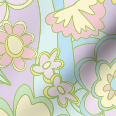 Retro floral pastel no texture