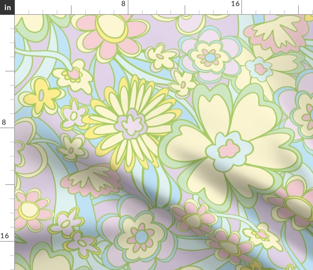 Retro floral pastel no texture