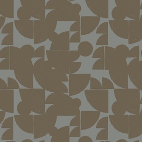 Abstract Pockets in Neutrals | Bark and Pewter | 12" Repeat