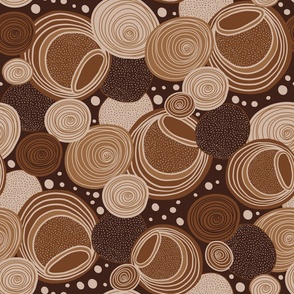 Brown Earthy Tone Abstract Circles Vector Seamless Pattern