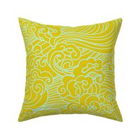 Large Cheetah Yellow Wave with blue line