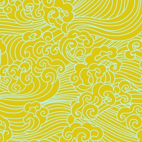 Large Cheetah Yellow Wave with blue line