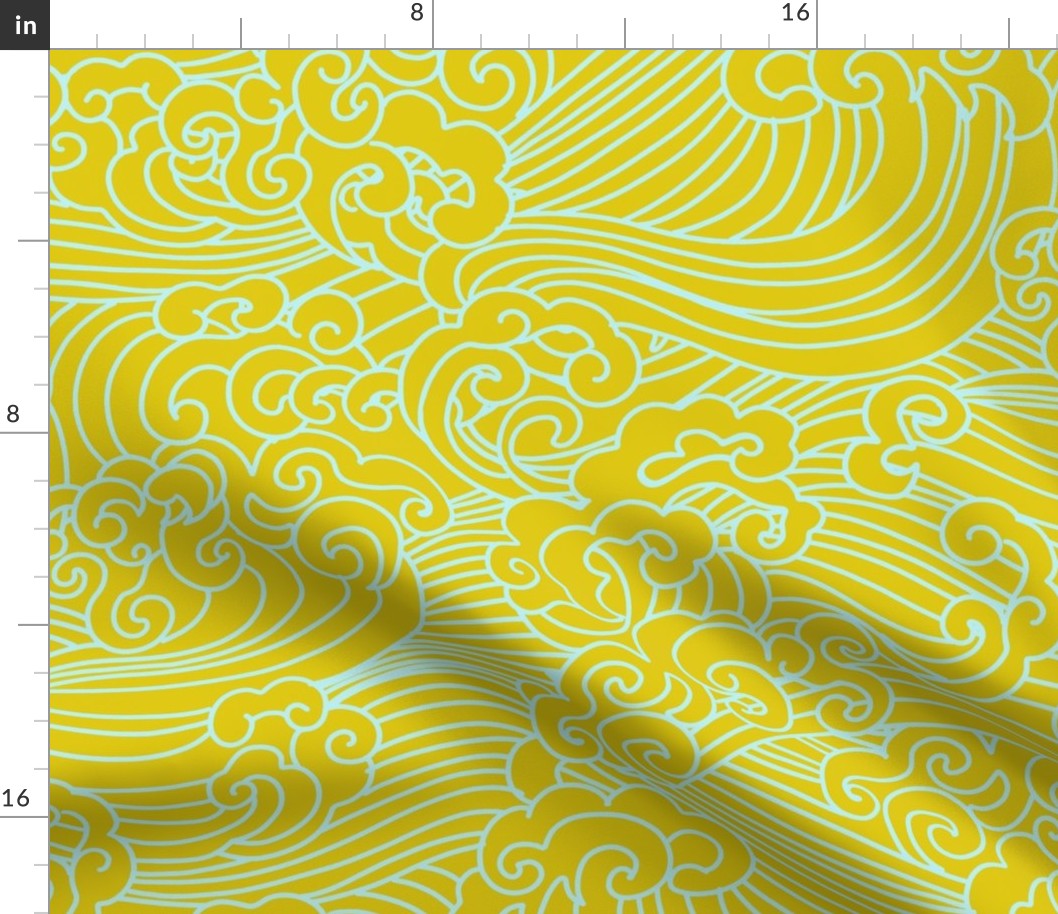 Large Cheetah Yellow Wave with blue line