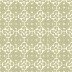 wrought iron fence white on green  (chickens coordinate wallpaper)