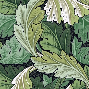 William Morris Acanthus Leaves Green Large 