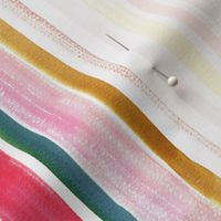 Artistic Stripes Watercolor - Red green - Small - Bold painterly fabric