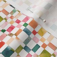 Modern geometric check Watercolor Spring picnic checkerboard Micro
