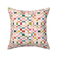 Modern geometric checks - Spring picnic checkerboard watercolor - Small - Bold painterly fabric