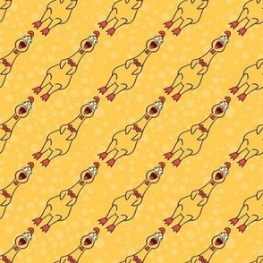 Smaller  Scale Rubber Chickens on Yellow