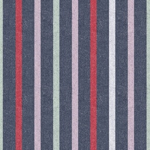 Textured Chilled Cherry Vertical Thin Stripes LS