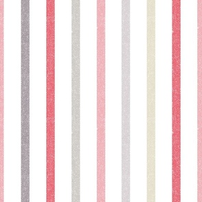 Textured Cute Berry Vertical Thin Stripes LS