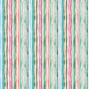Watercolor stripes Green pink Spring Micro