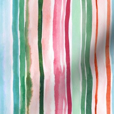 Watercolor stripes Spring Green pink Small