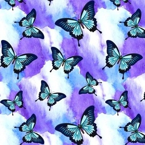 Purple and Blue Marble with Butterflies 4