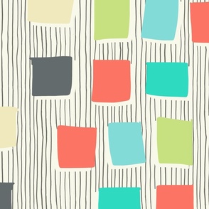 Funky Retro Paint Swatches on striped background
