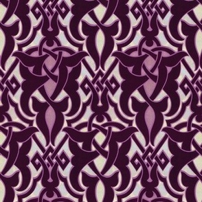 1890 Celtic Knotwork Design - in Purple and Orchid on Silver