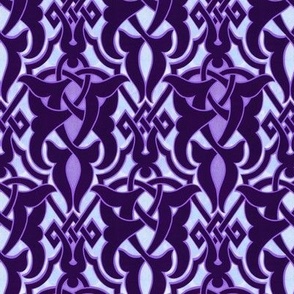 1890 Celtic Knotwork Design - in Violet and Amethyst on Periwinkle