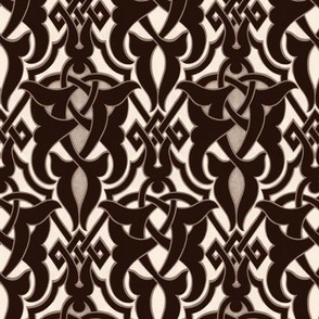 1890 Celtic Knotwork Design - in Dark Sepia Tones on Light