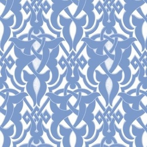 1890 Celtic Knotwork Design - in Wedgewood Blue on White