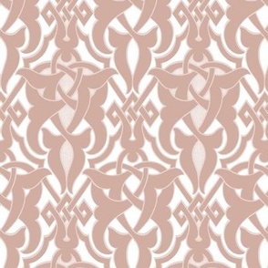 1890 Celtic Knotwork Design - in Regency Pink on White