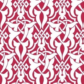 1890 Celtic Knotwork Design - in White on Viva Magenta