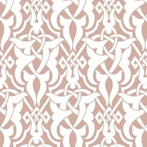 1890 Celtic Knotwork Design - in White on Regency Pink