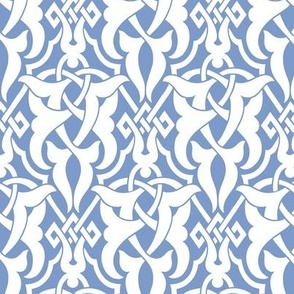 1890 Vintage Celtic Knotwork Design - in White on Wedgewood Blue