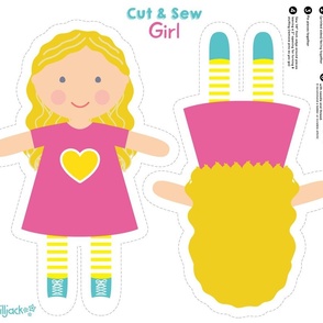 Cut and Sew Girl Doll- Blonde Curly Hair Blue Eyes