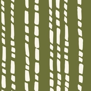 Medium // Wonky Stripes: Hand-Painted Geometric Boho Stripe - Olive Green 