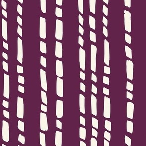 Medium // Wonky Stripes: Hand-Painted Geometric Boho Stripe - Plum Purple
