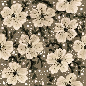 Neutral Delicate Flowers (Large Scale)