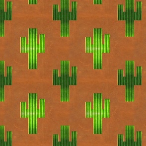Electric Green Saguaro on Dark Sante Fe Leather