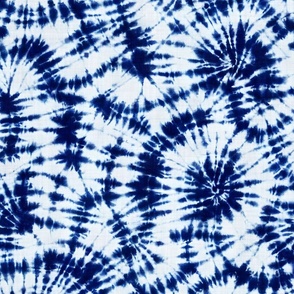 Indigo Shibori Tie Dye - Large Scale - Blue Swirls Galaxy Modern Boho Decor