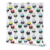 (S) Hippo Bicycle Race Animals Sport - Bright colours On White 