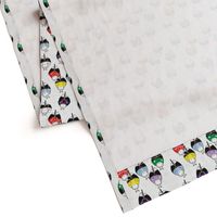 Hippotamus on Racing Bikes Contemporary Animals Sport - Bright colours On White - small - for Kids fabric bedding quilting