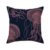 cozy jelly fish pink on blue