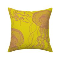 cozy jelly fish pink on yellow