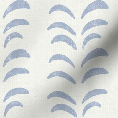 Pale blue palm vine. Beige leaves floral vertical stripes.