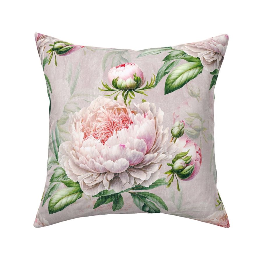 Vintage pink peonies. Retro large flowers. Floral bedroom.